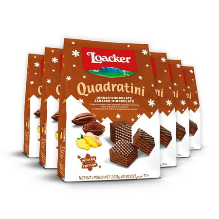 Quadratini Ginger-Chocolate, Bite-size Wafer Cookie, 8.82 oz, pack of 6