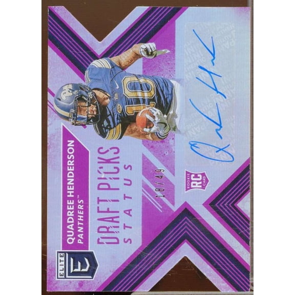 Quadree Henderson/49 2018 Elite Draft Picks Auto Status Die Cut Purple #145