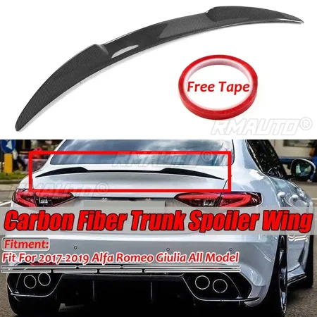 Quadrifoglio Style Real Carbon Fiber Car Rear Trunk Wing Lip For Alfa For Romeo Giulia 2017-2019 Rear Trunk Boot Lip Body Kit