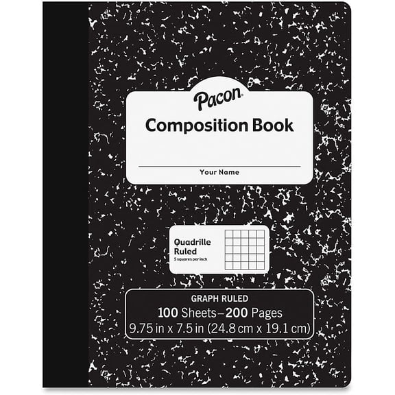Quadrille Ruled Black Marble Composition Notebook