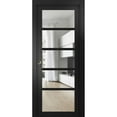 thumbnail image 1 of Quadro 4522 Matte Black 24-in x 80-in with Clear Glass Sliding French Pocket Door | Kit Trims Rail Hardware | Solid Wood Interior Bedroom Sturdy Doors, 1 of 6