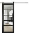 thumbnail image 1 of Quadro 4522 Matte Black 28-in x 80-in with Clear Glass Sturdy Barn Door | 6.6FT Rail Hangers Heavy Hardware Set | Solid Panel Interior Doors, 1 of 6
