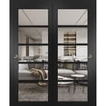 thumbnail image 1 of Quadro 4522 Matte Black 36-in x 80-in with Clear Glass Sliding Closet Bypass Doors | Sturdy Top Mount Rails Moldings Trims Set | Kitchen Lite Wooden Solid Bedroom Wardrobe Doors, 1 of 6