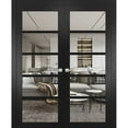 thumbnail image 1 of Quadro 4522 Matte Black 84-in x 96-in with Clear Glass Solid French Double Doors | Wood Solid Panel Frame Trims | Closet Bedroom Sturdy Doors, 1 of 7