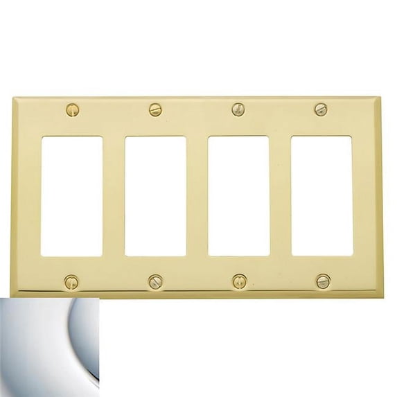 Quadruple GFCI Beveled Edge Switch Plate, Polished Chrome