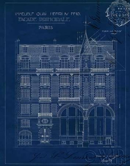 Quai Henri Blueprint I Canvas Art - Wild Apple Portfolio (22 x 28)