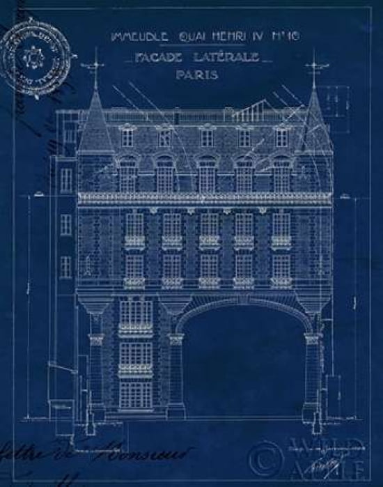 Quai Henri Blueprint II Canvas Art - Wild Apple Portfolio (22 x 28)