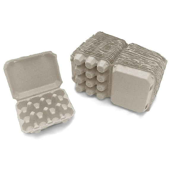 Quail Egg Cartons - Recycled Cardboard Paper Pulp 3x4 Square Style - Holds One Dozen Eggs (30)