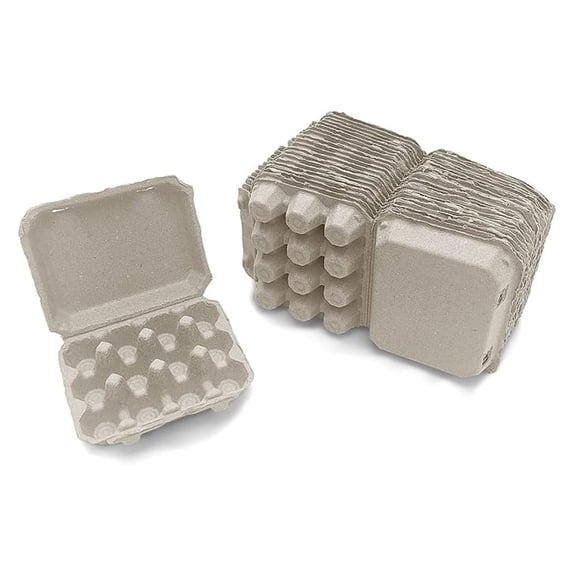 Quail Egg Cartons - Recycled Cardboard Paper Pulp 3x4 Square Style - Holds One Dozen Eggs (30)