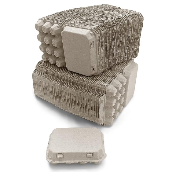 Quail Egg Cartons - Recycled Cardboard Paper Pulp 3x4 Square Style - Holds One Dozen Quail Eggs- Bulk (144)