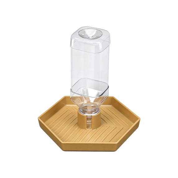 Quail Feeder and Waterer for Farm,Gravity Auto Poultry Food Dispenser,Dry/Wet Separation,Multi-Functional Water & Feed Container for Chicks,Quails & Small Farm Birds,Gold