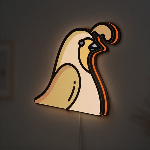 Quail LED Lightbox - Bird Feathers Beak Ornithology Decor, Custom Led Sign for Home Office Shop Decor (Height 24 inch, 60cm)