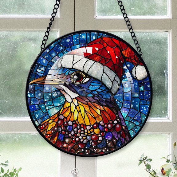 Quail Ornament Christmas 2025, Quail Stained Glass Window Hanging Artistic Home Decor for Every Season