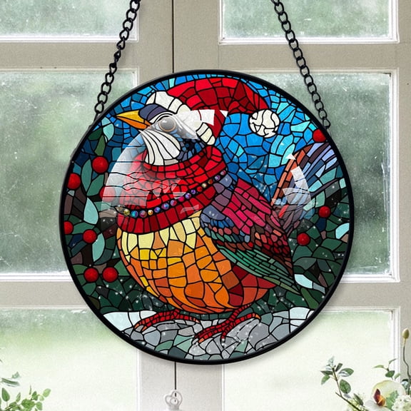Quail Ornament Christmas 2025, Quail Stained Glass Window Hanging Artistic and Colorful Glass Piece, Perfect Holiday Gift Idea