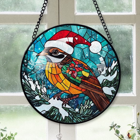 Quail Ornament Christmas 2025, Quail Stained Glass Window Hanging Decoration Beautiful Glass Art Ornament for Home and Office