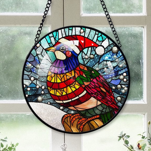 Quail Ornament Christmas 2025, Quail Stained Glass Window Hanging Ornament Unique Wildlife Glass Art for Windows and Doors