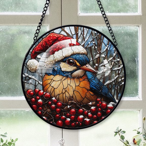 Quail Ornament Christmas 2025, Quail Stained Glass Window Hanging Vibrant Glass Art Ornament, Great Gift for Lovers