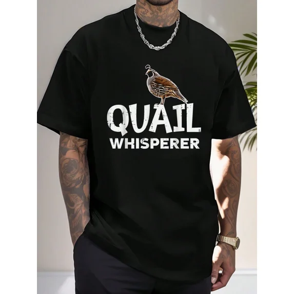 Quail Whisperer Men's Graphic T-Shirt, Bird Lover Short Sleeve Cotton Tee