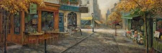 Quaint City Nostalgia Canvas Art - Ruane Manning (8 x 24)