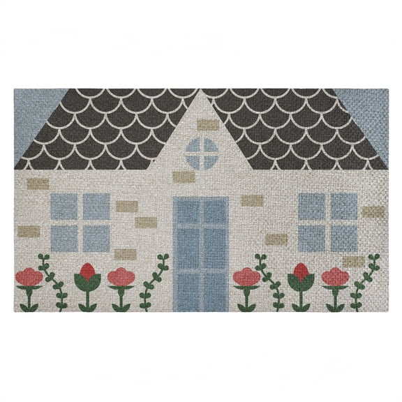 Quaint Cottage Garden Outdoor Door Mat, design by Lil' Rue, 18"x30"