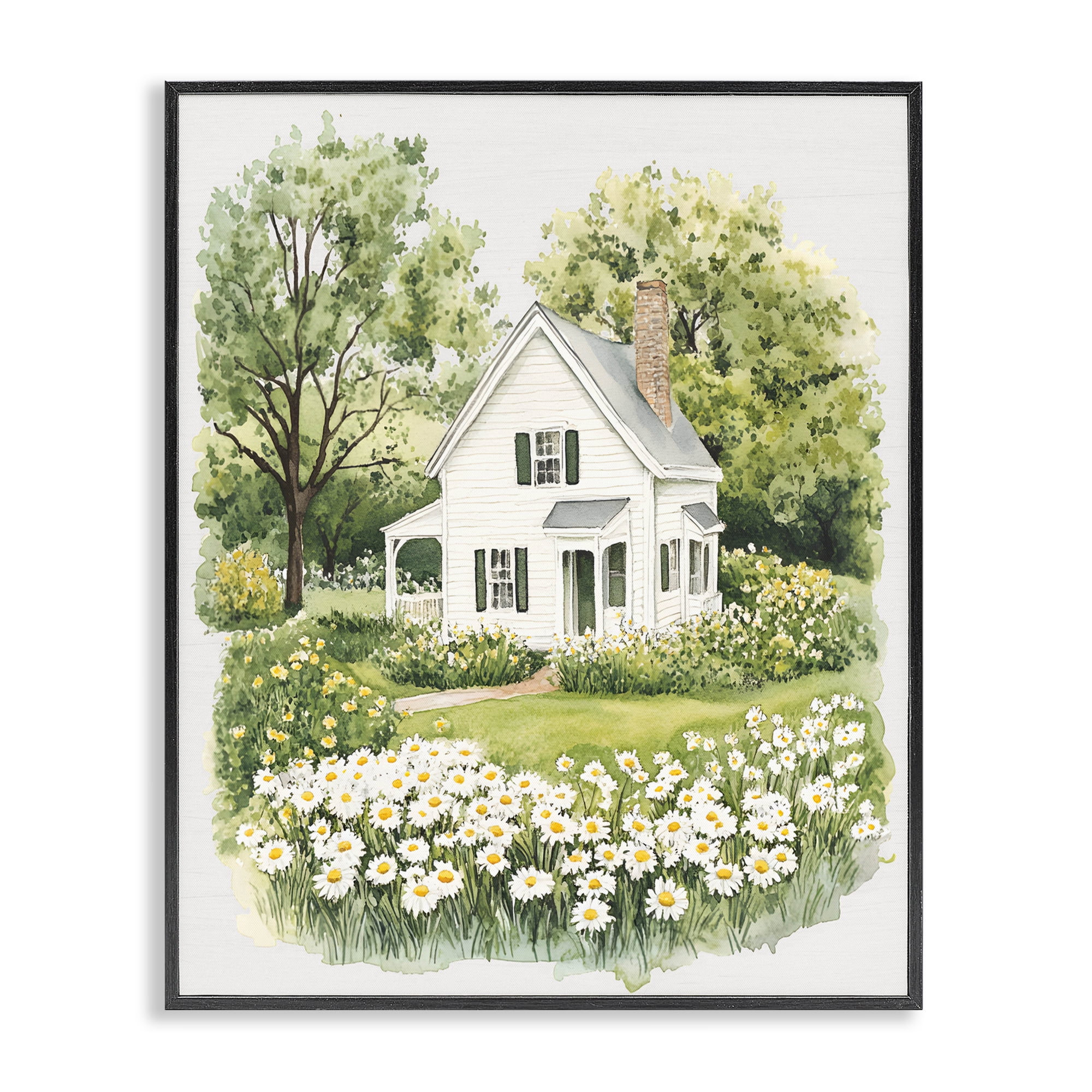 Quaint Countryside Cottage Garden Black Framed Giclee Art, design by Lettered and Lined