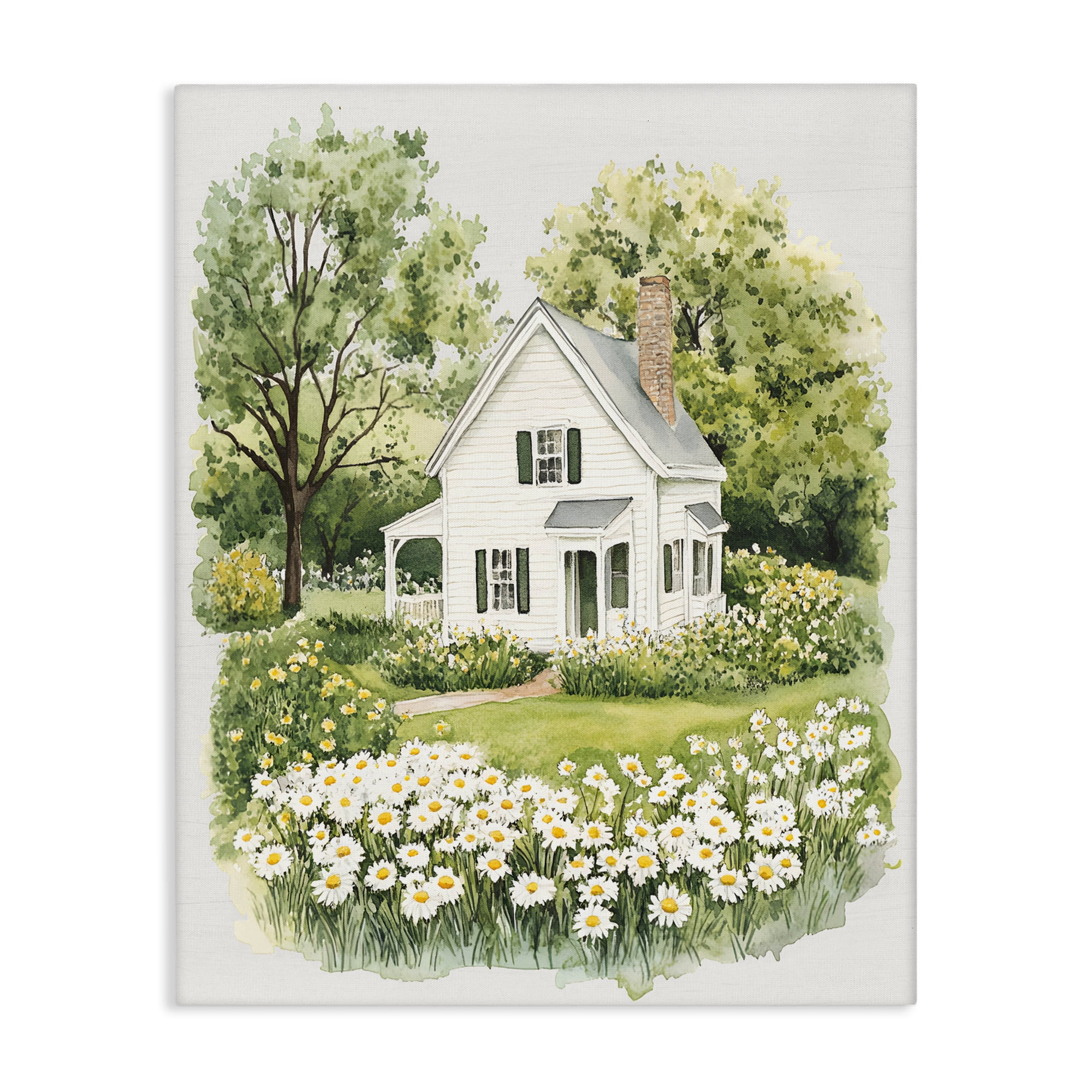 Quaint Countryside Cottage Garden Canvas Wall Art, design by Lettered and Lined
