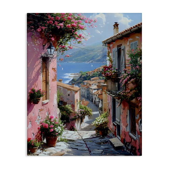 Stupell Industries Quaint Pink Village View Canvas Wall Art, design by Creative Studio, 48 x 36