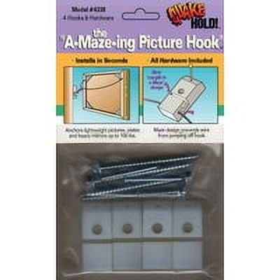 White Plastic Coated Safety Picture Hook Kit with Screws