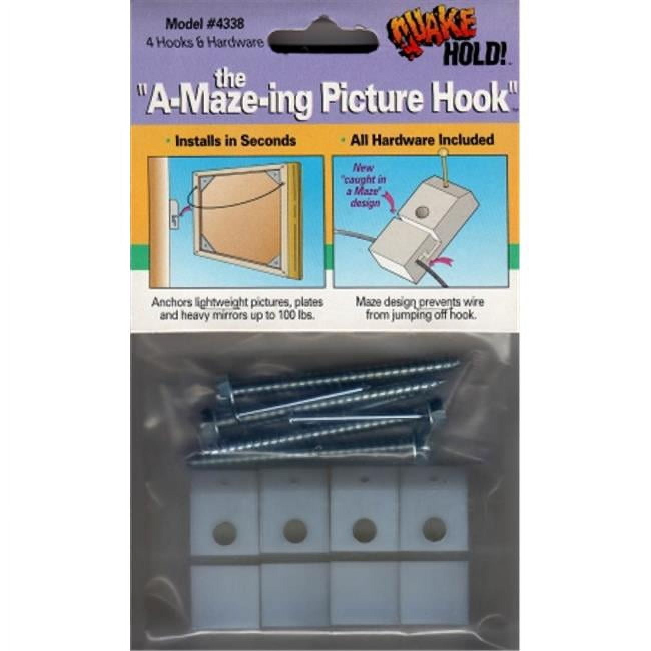 White Plastic Coated Safety Picture Hook Kit with Screws
