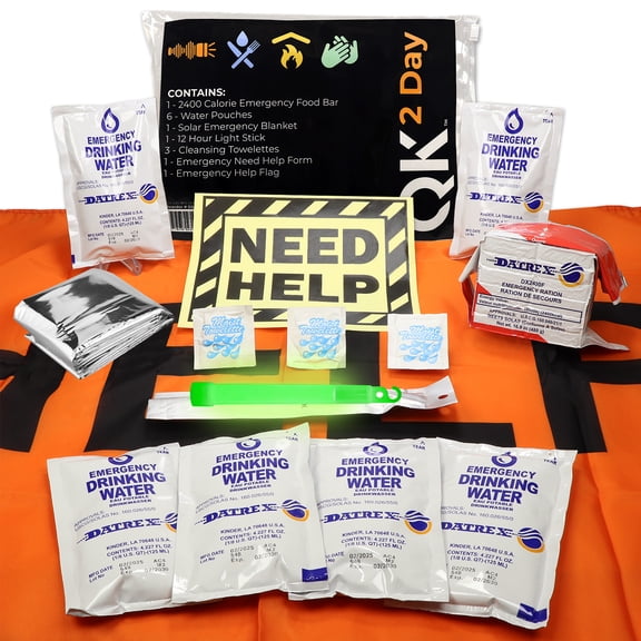 Quake Kits Quick Grab Survival Kits - Ready to Go Survival Kits for Disaster Evacuation, Emergency Food and Supplies up to 3 Days, Survival Go Bag (2 Day)