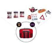 Quake Kits Roadside Emergency Kit - Prepared | Car Safety & Survival with Jumper Cables, Tow Rope, Reflective Triangle, Squeeze Flashlight, Bandage Kit, Emergency Blanket & Poncho