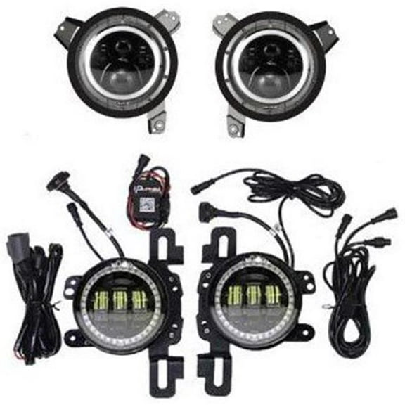 Quake LED QTE915 Headlights w/Fog Lights fits Jeep Wrangler