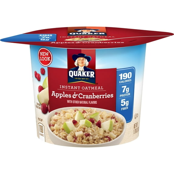 Quaker Apple Cranberry Instant Oatmeal, 1.79 oz Plastic Cup
