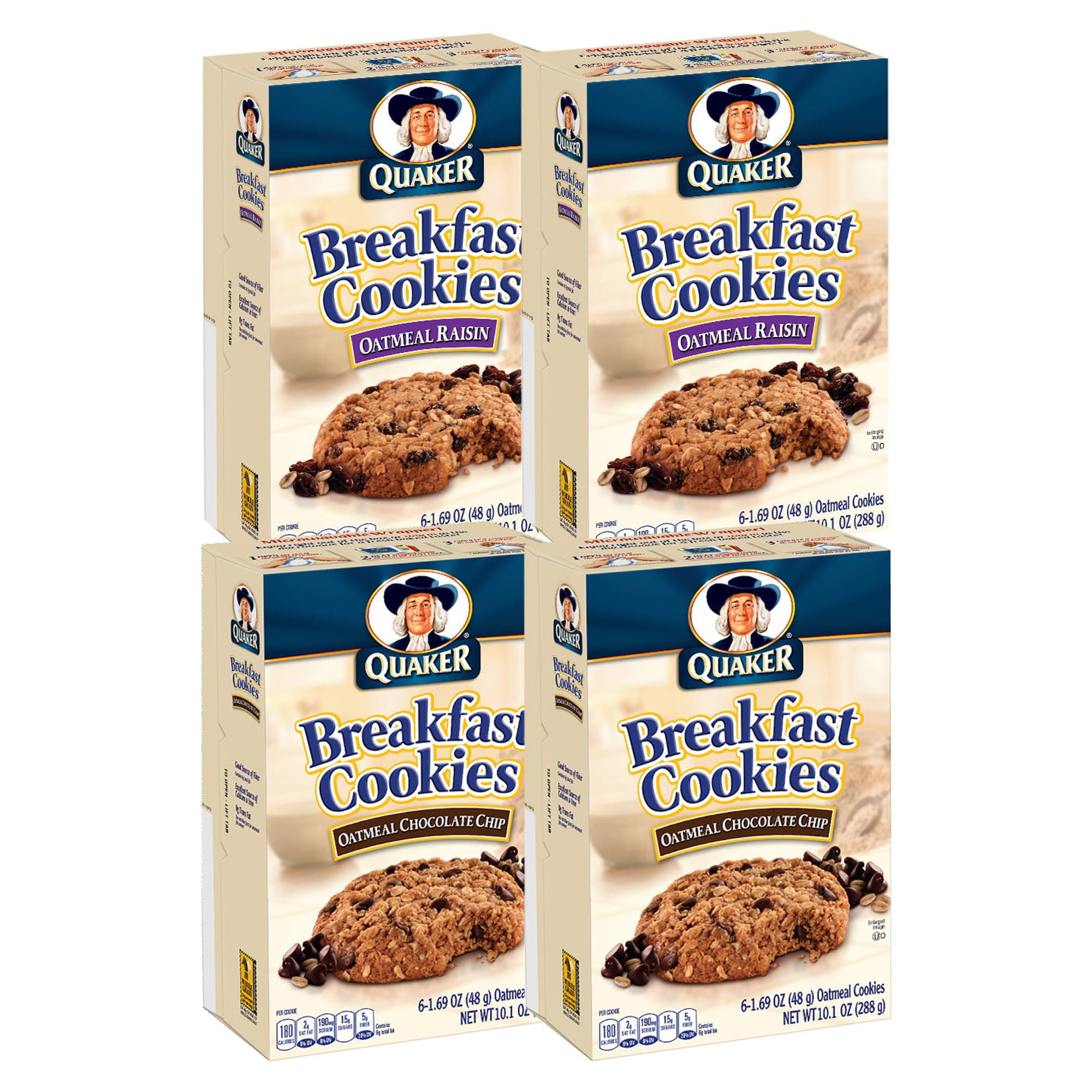 Quaker Breakfast Cookies, Oatmeal Raisin and Oatmeal Chocolate Chip
