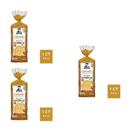 Quaker Caramel Gluten Free Large Rice Cakes - 6.5oz (Pack of 3) Low calorie rice cakes and Low fat gluten