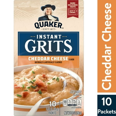 Quaker Cheddar Cheese Flavored Instant Grits, 9.8 oz Paperboard Box