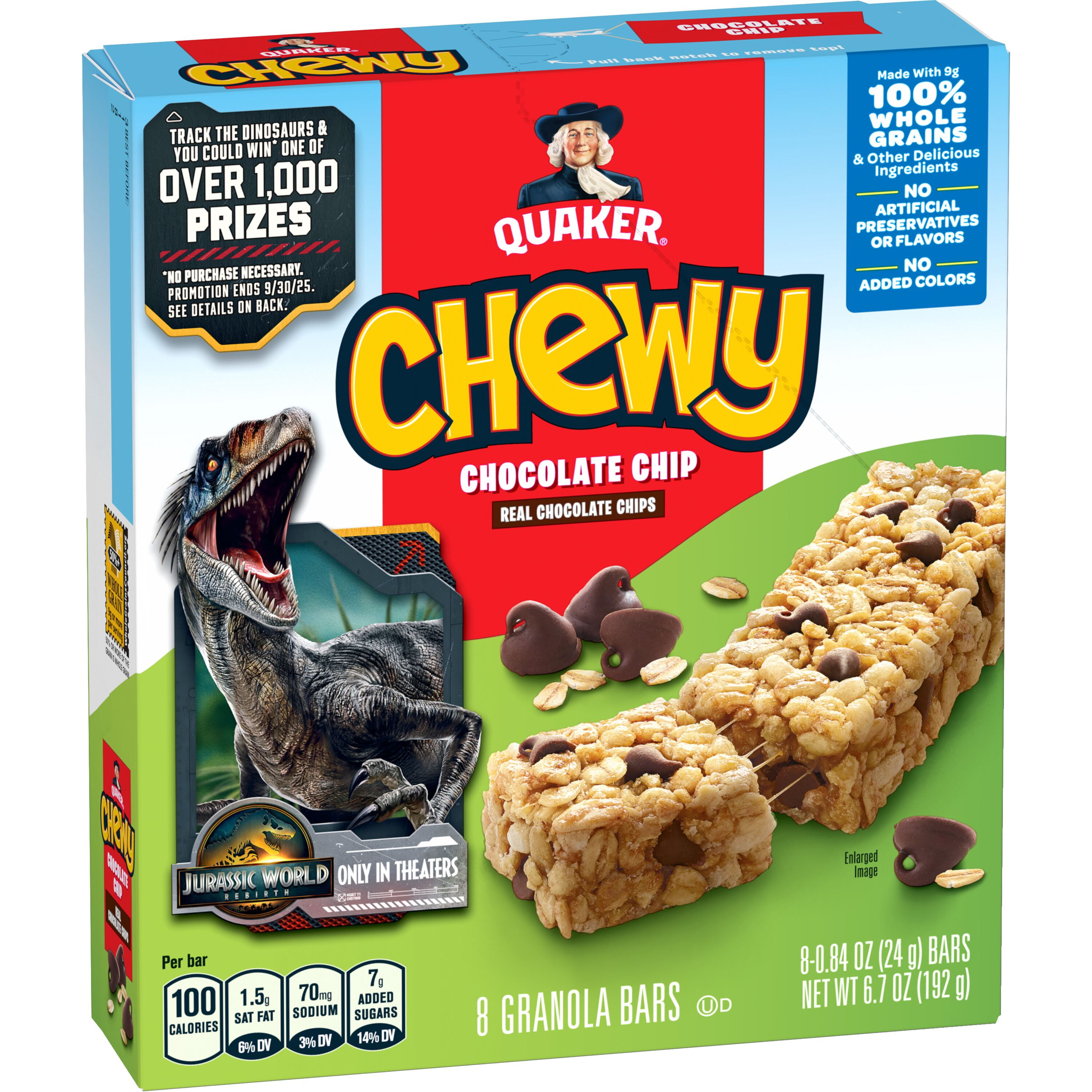 Quaker Chewy Chocolate Chip Granola Bars, 8 Count, 0.84 oz Bars