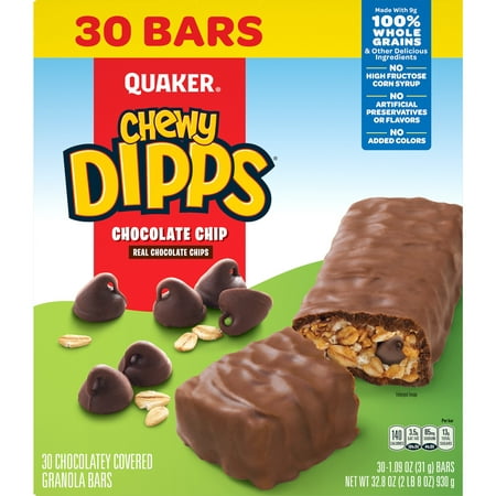 product image of Quaker Chewy Dipps Granola Bars, Chocolate Chip, 30 Pack Box