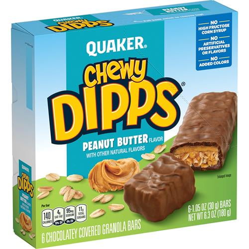 Quaker Chewy Granola Bar Dipps Peanut Butter, 1.05 Oz, 6 Ct - Pack of 2