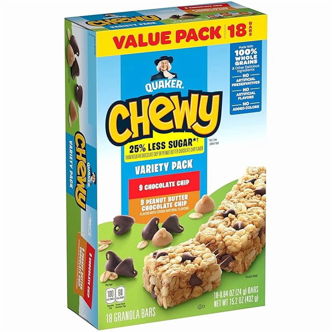 Quaker Chewy Granola Bar Variety Pack, 0.84 Oz, 18 Ct - Walmart.com