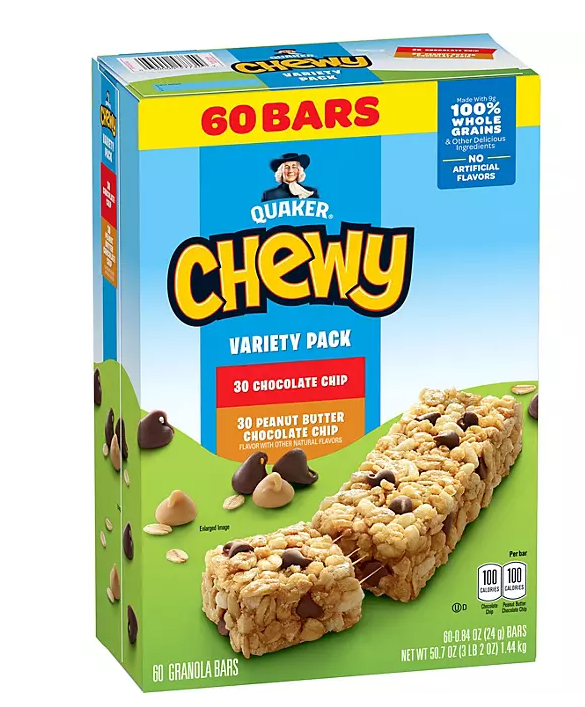 Quaker Chewy Granola Bar, Variety Pack, 60 ct. - Walmart.com