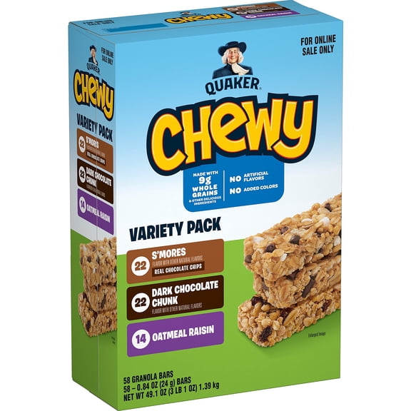 Quaker Chewy Granola Bars, 3 MDA05Flavor Back-to-School Variety Pack, 58 Count