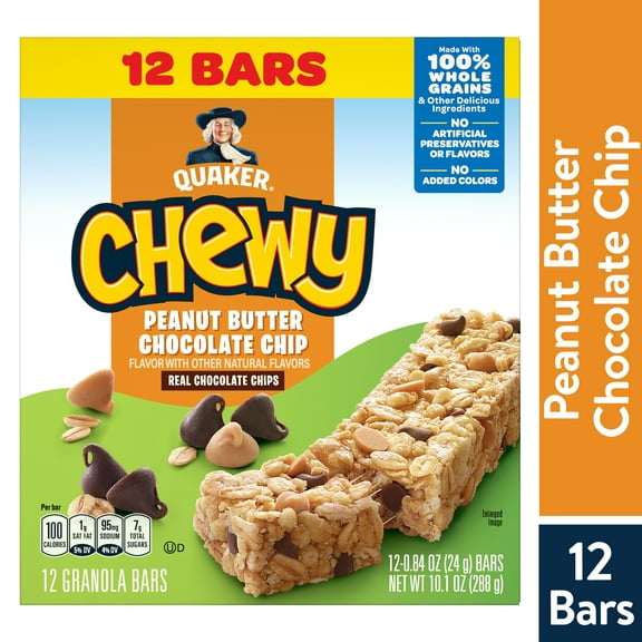 Quaker Chewy Granola Bars, Peanut Butter Chocolate Chip, 12 Pack