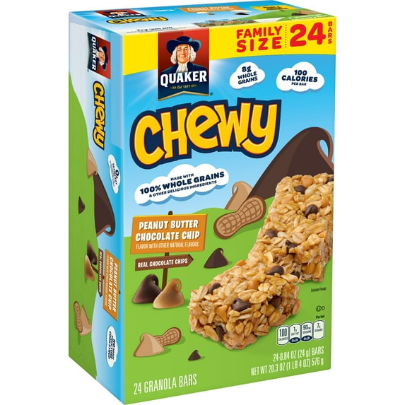 Quaker Chewy Granola Bars, Peanut Butter Chocolate Chip, 24 Pack
