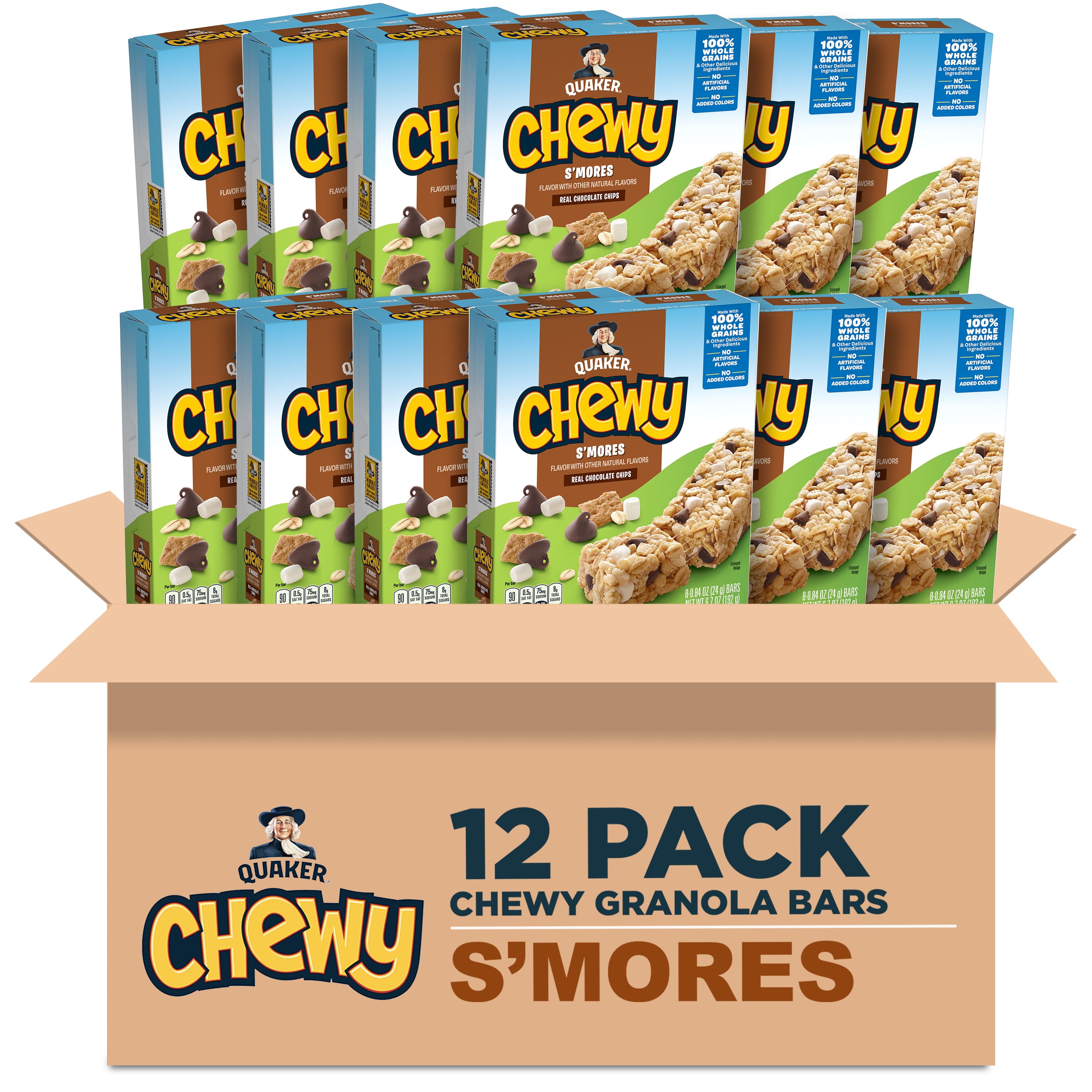 (12 pack) Quaker Chewy S'mores Granola Bars, 0.84 oz 8 Count
