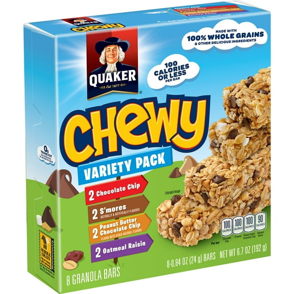 Quaker Chewy Granola Bars Variety Pack (8 - 0.84 Ounce) 6.7 Ounce 8 Pack Paper Box
