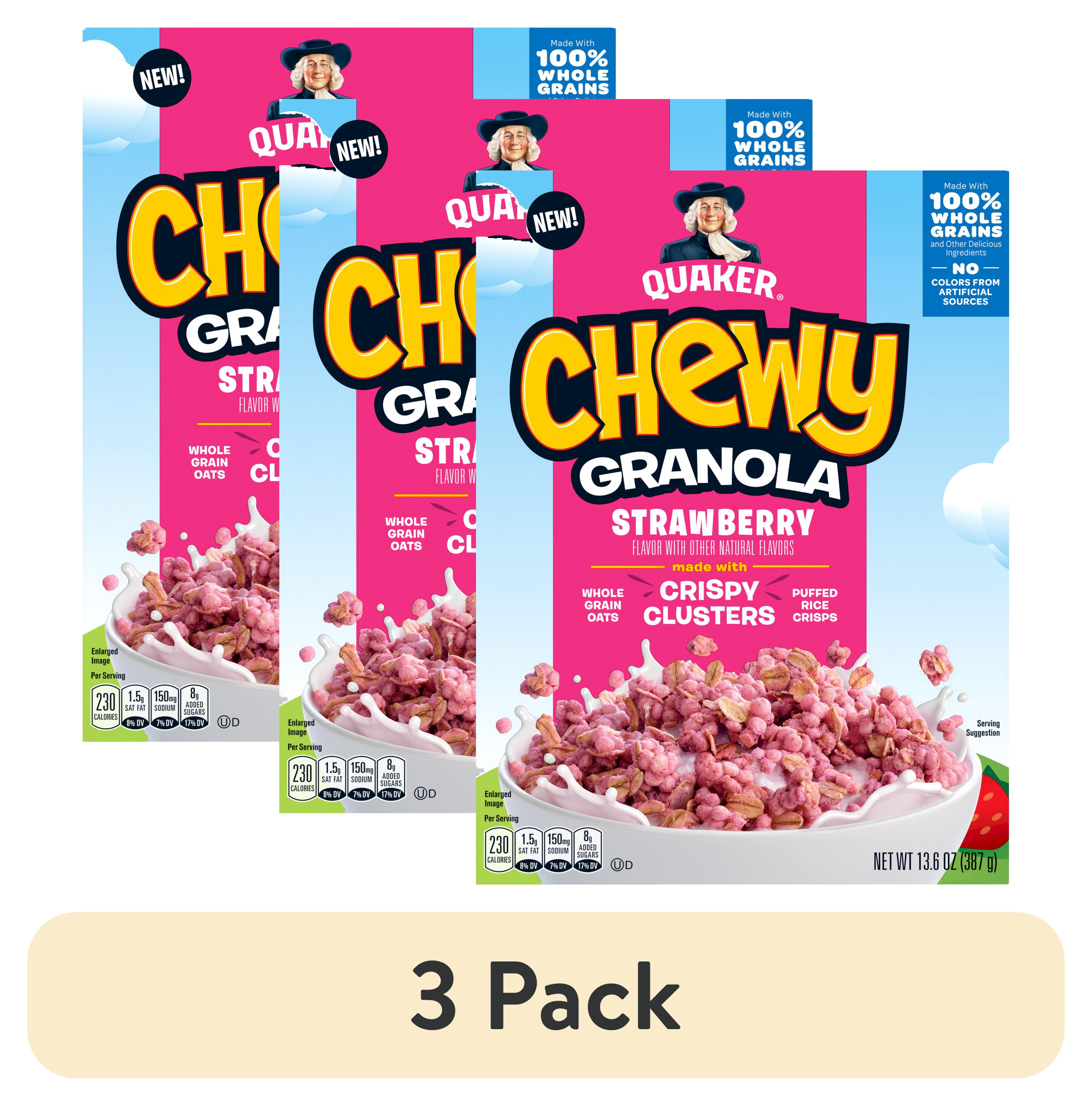 (3 pack) Quaker Chewy Granola Cereal, Strawberry, 13.6 oz