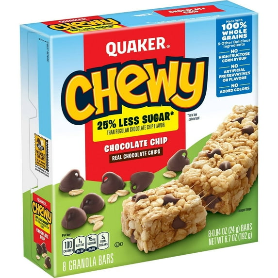 Quaker Chewy Low Sugar Chocolate Chip Granola Bars - 6.7oz/8ct - Pack of 2