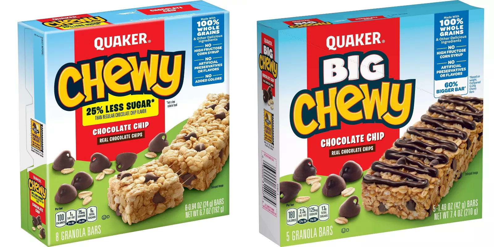 Quaker Chewy Low Sugar Chocolate Chip Granola Bars - 6.7oz/8ct & Quaker ...