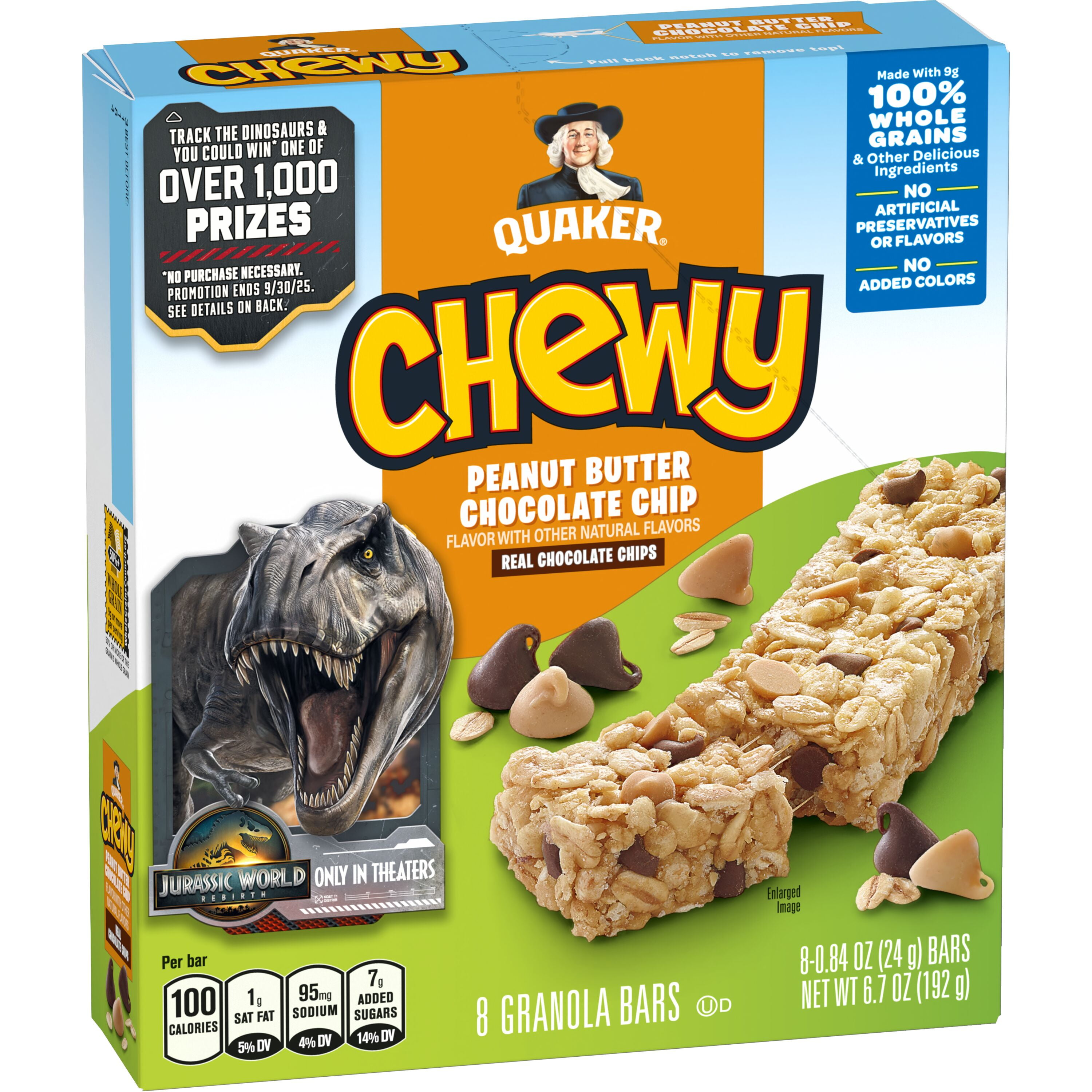 Quaker Chewy Peanut Butter Chocolate Chip Granola Bars, 6.7 oz, 8 Count